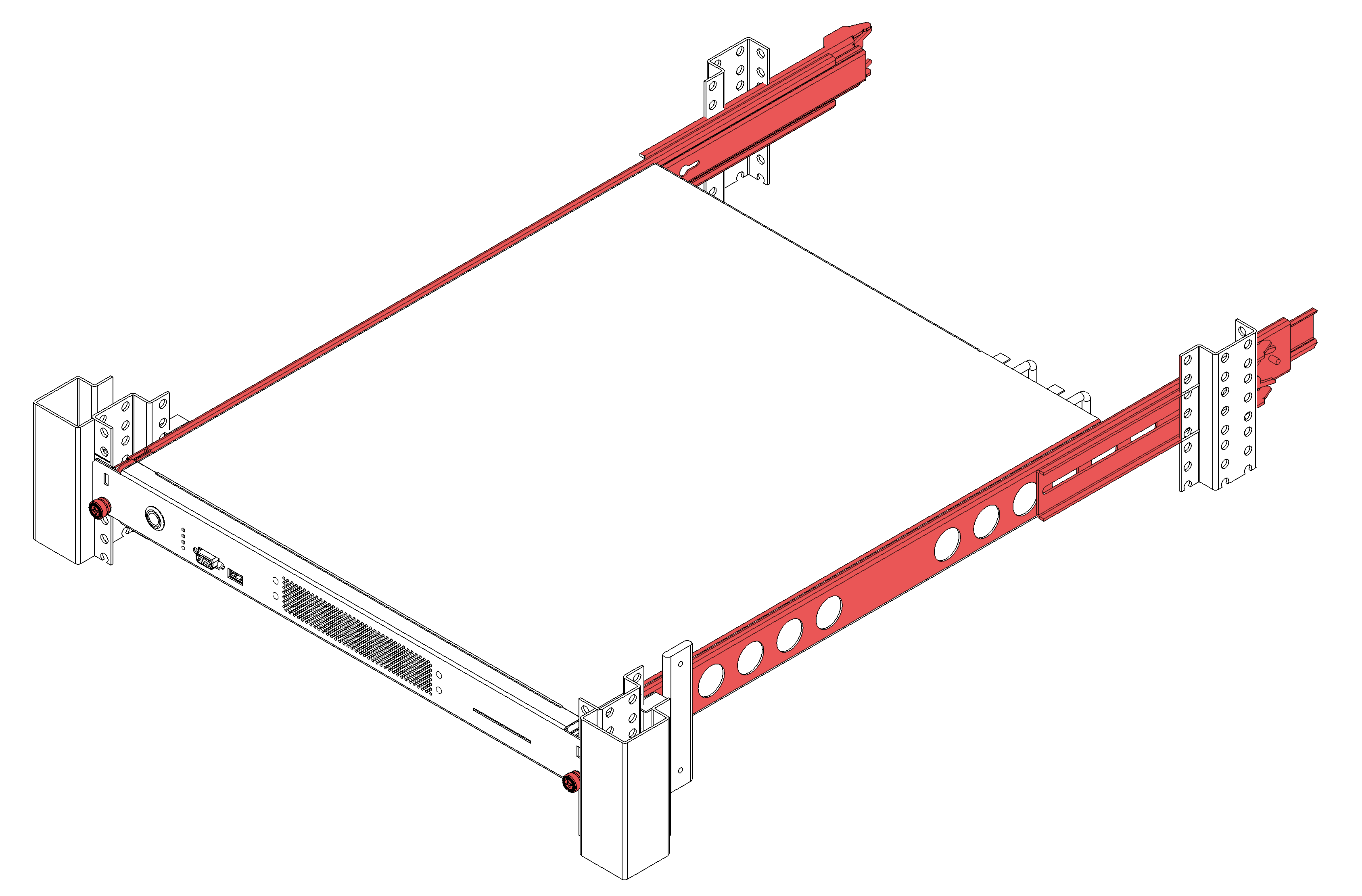 Fixação do modelo ST no rack, com trilho