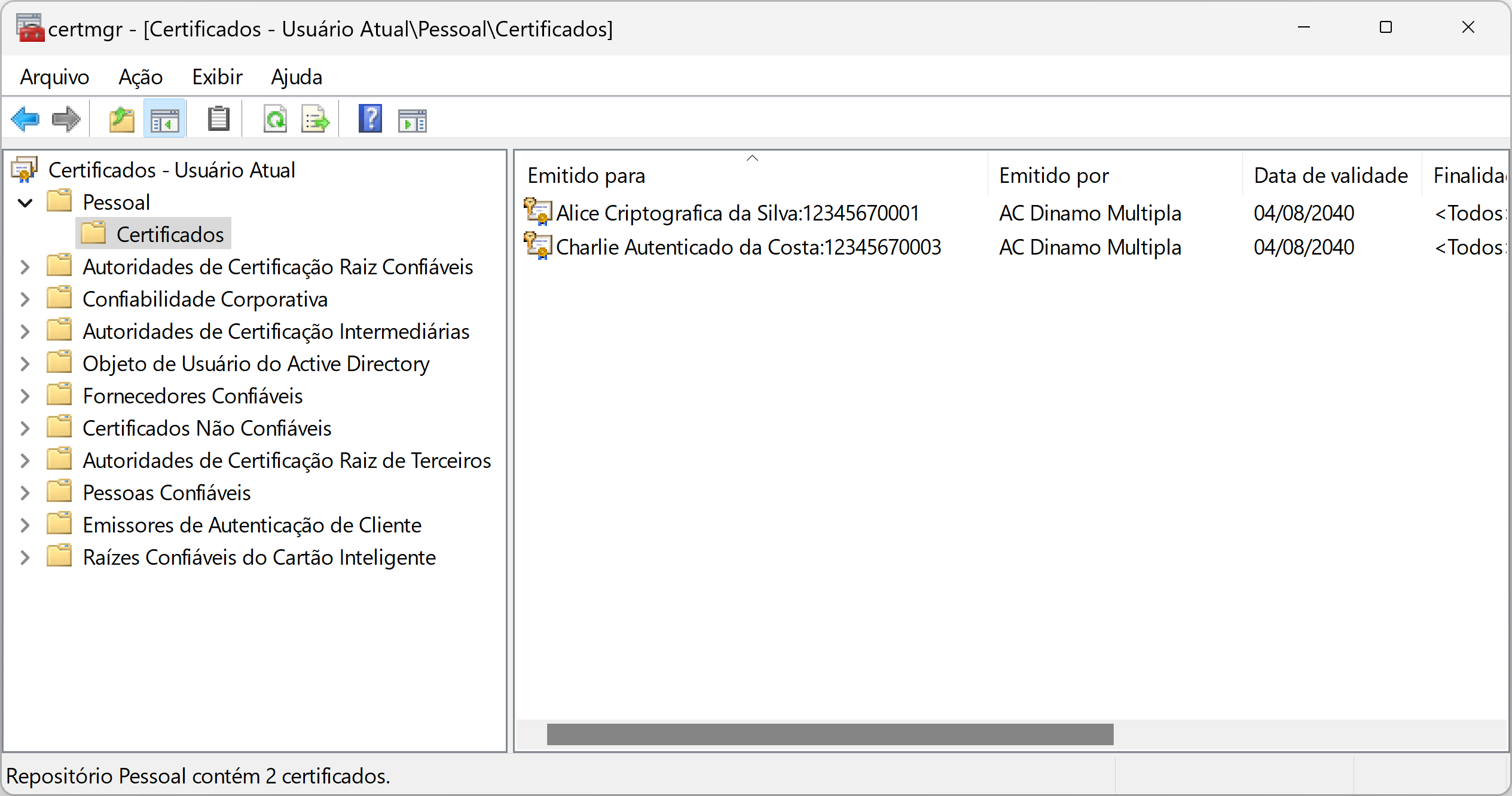 Gerenciador de Certificados do Windows