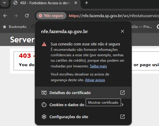 Selecionar certificado remoto