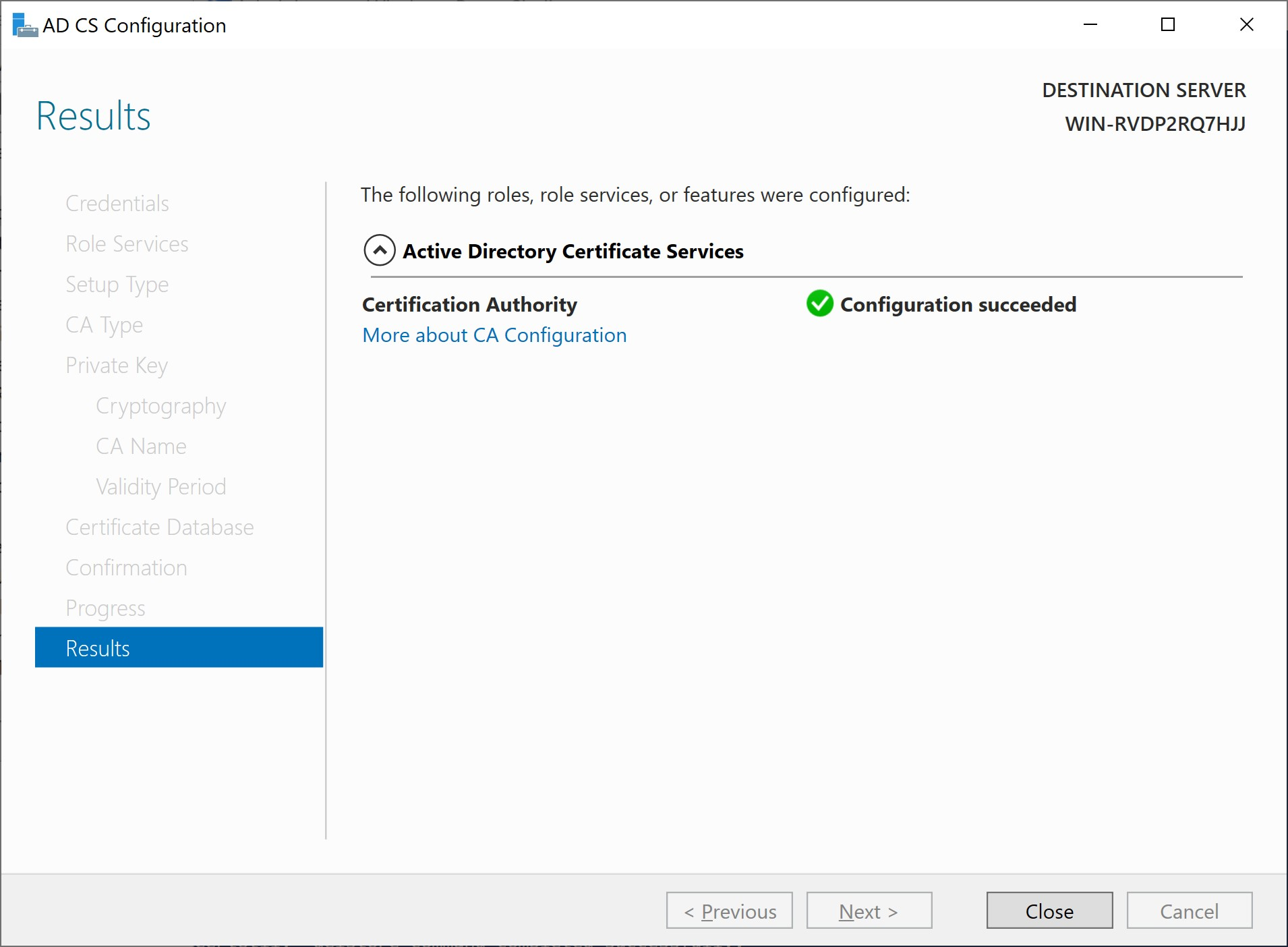 AC configuration confirmation