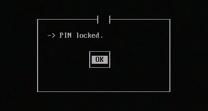 Mensagem mostrando que o cartão está no estado _locked_